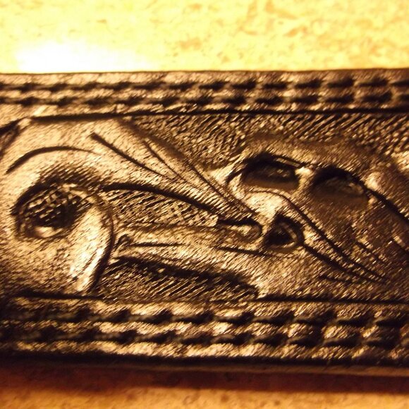 ROPER Textured Black Leather Belt + NWT Antique‑Gold Texas Buckle (Made in USA) - Picture 4 of 8